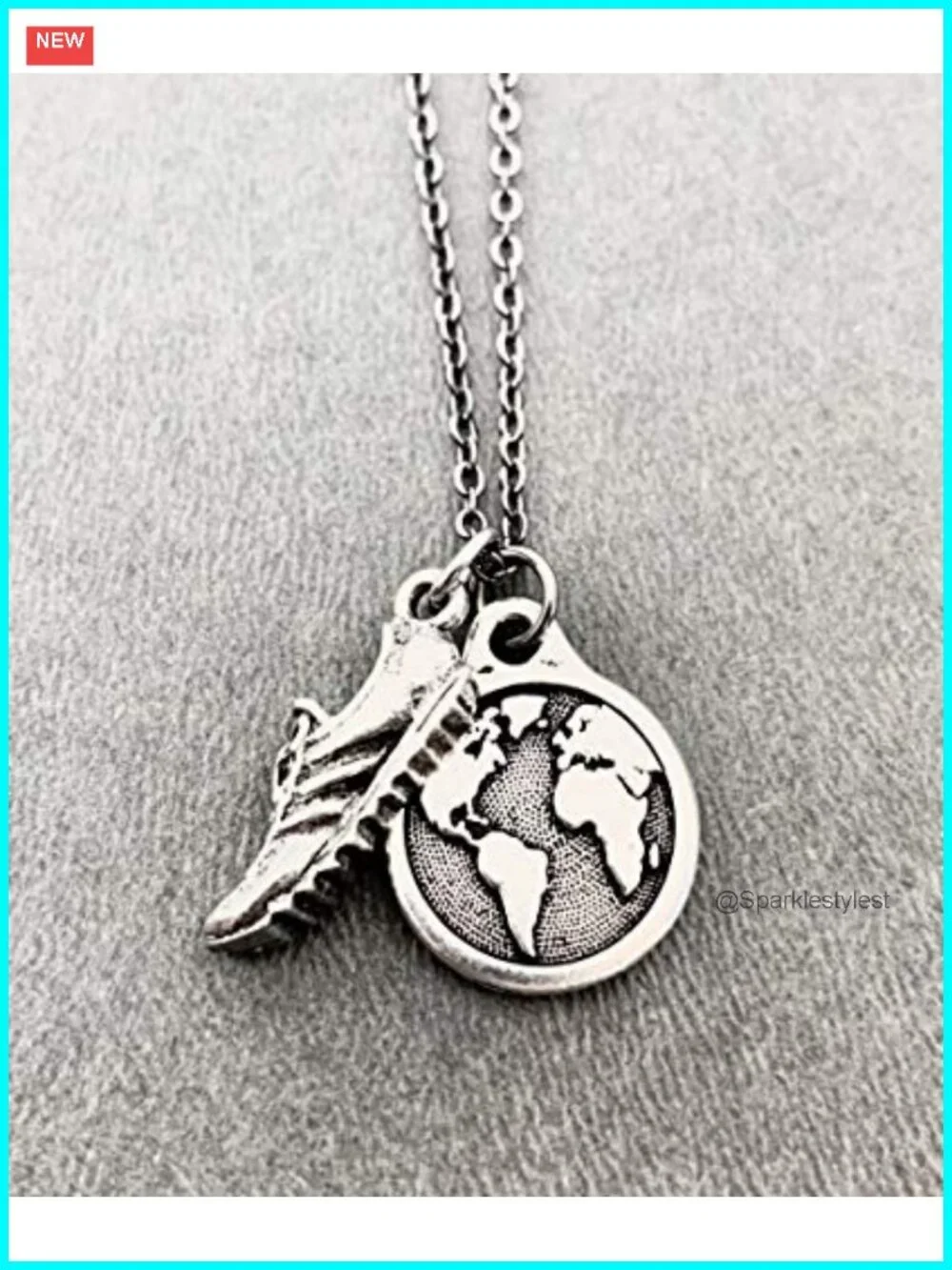 Run The World Necklace 18 Inch Gunmetal Chain Pewter Charms Pendant